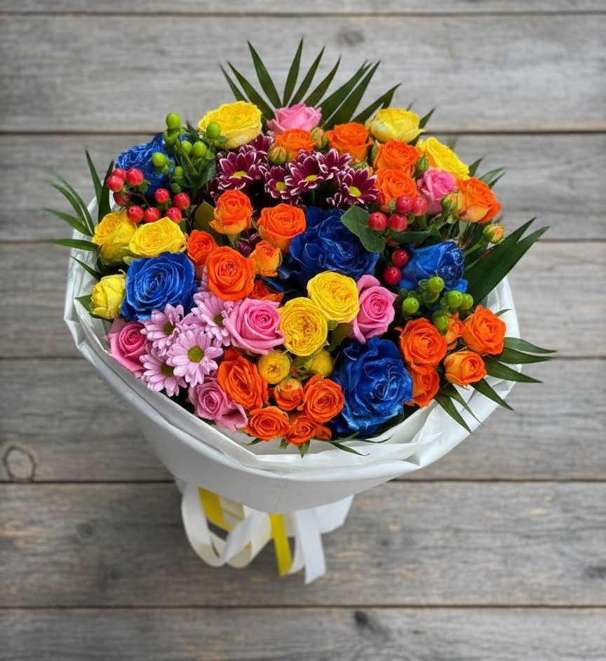 Букет цветов из: Розы и Хризантемы в Михайловке Приморский край