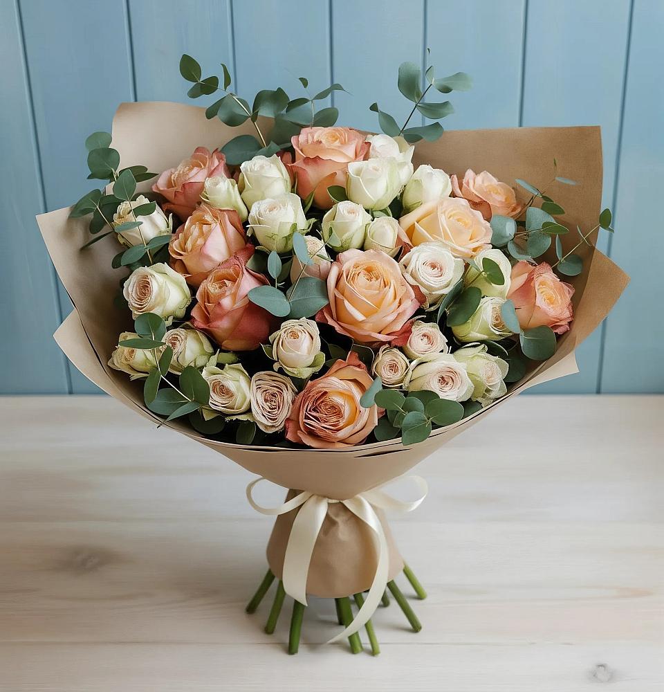 Букет цветов из: Альстромерии и Розы в Михайловке Приморский край