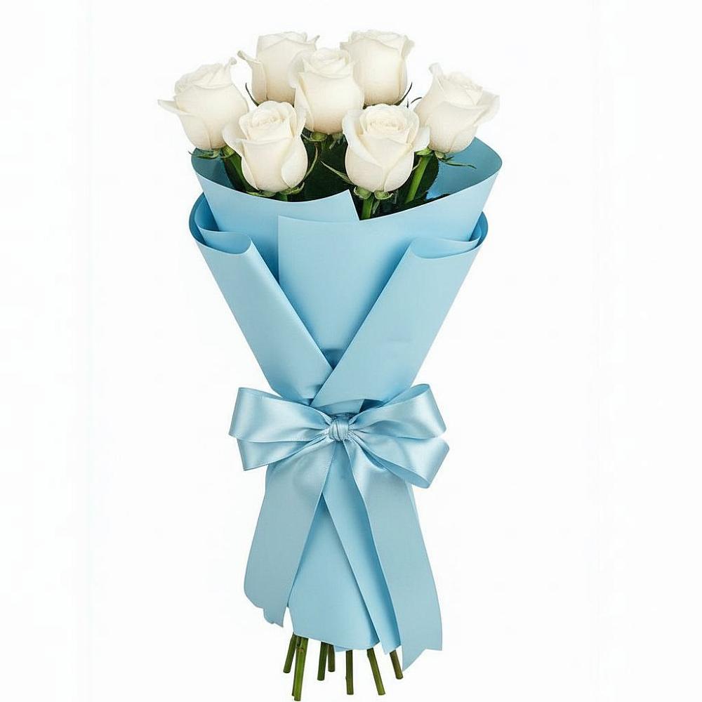 Букет 7 белых роз Проуд в Михайловке Приморский край