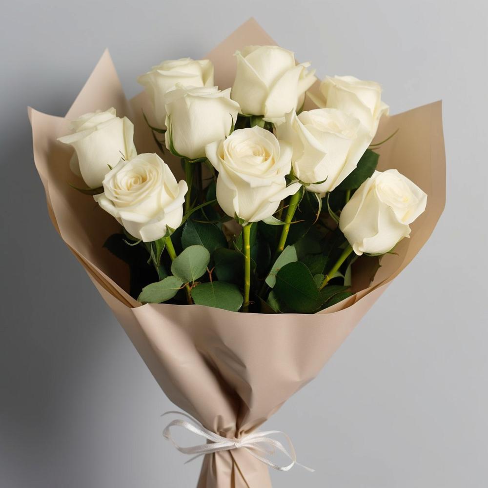 Букет 9 Белых роз Эдлесс Лав в Михайловке Приморский край