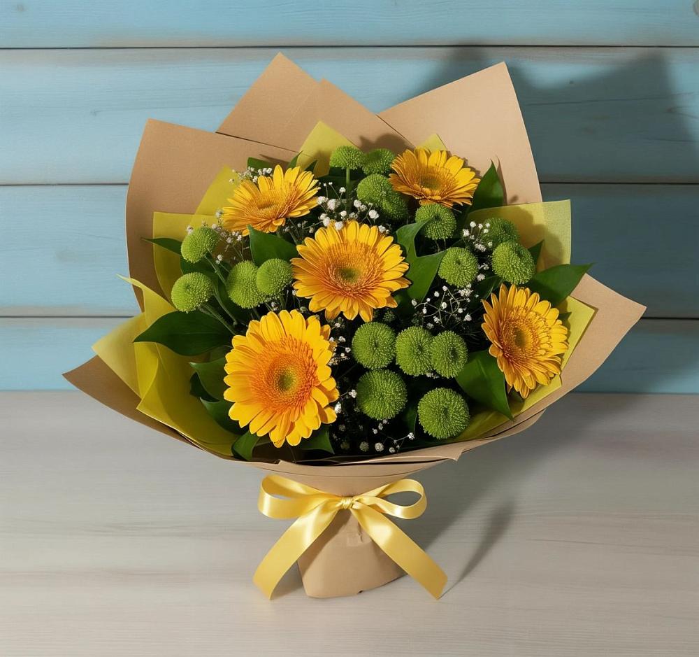 Букет цветов из: Герберы и Хризантемы в Михайловке Приморский край