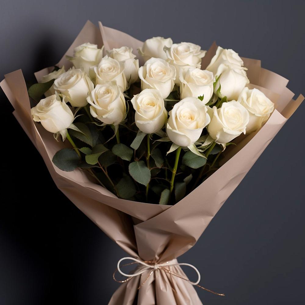 Букет 17 Белых роз в Михайловке Приморский край