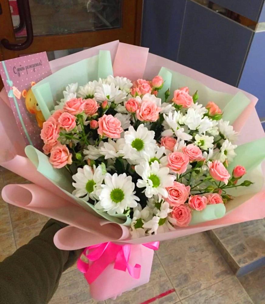 Букет цветов из: Розы и Хризантемы в Михайловке Приморский край