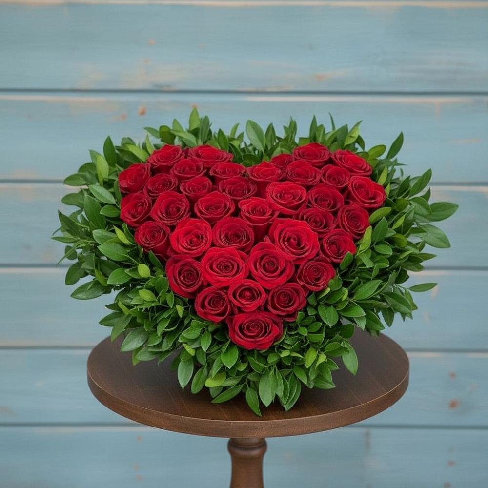 Цветочная композиция из Розы в виде сердца в Михайловке Приморский край