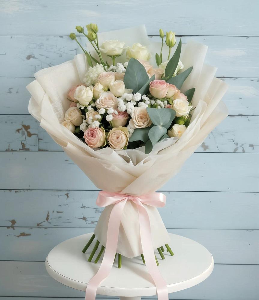 Букет цветов из: Розы и Лизиантусы в Михайловке Приморский край